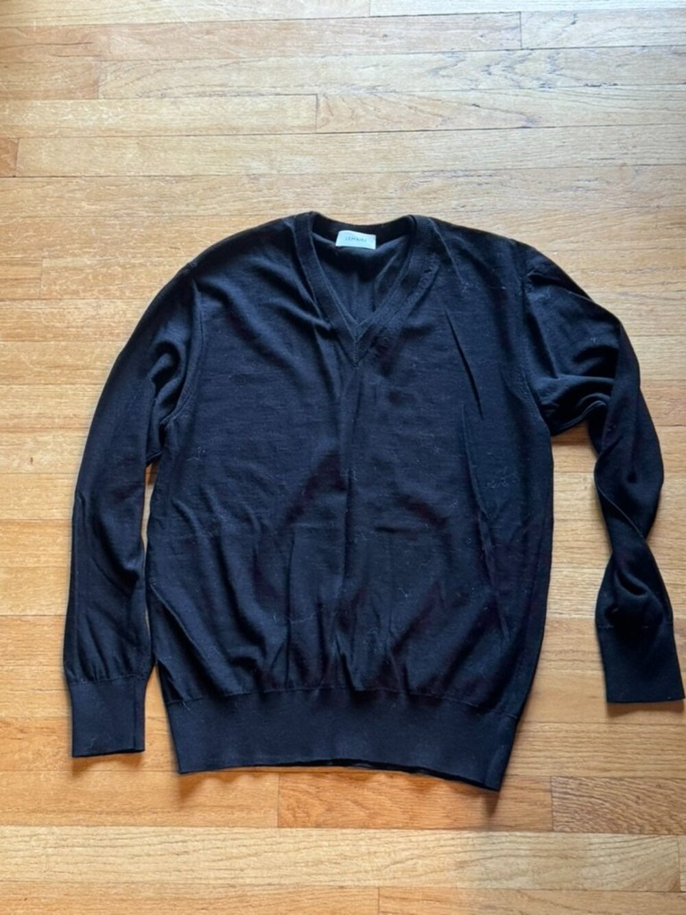 Lemaire V-neck Sweater in Black Size M